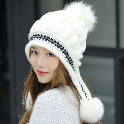 Bonnet Hiver Femme avec Cache-Oreilles & Pompon