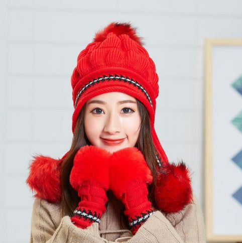 Bonnet Hiver Femme avec Cache-Oreilles & Pompon
